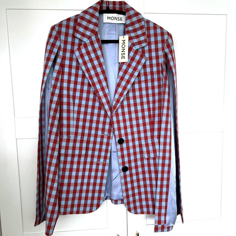 NWT Monse Check Tied Back/Split Sleeve Jacket S 2023 Runway - Picture 7 of 8